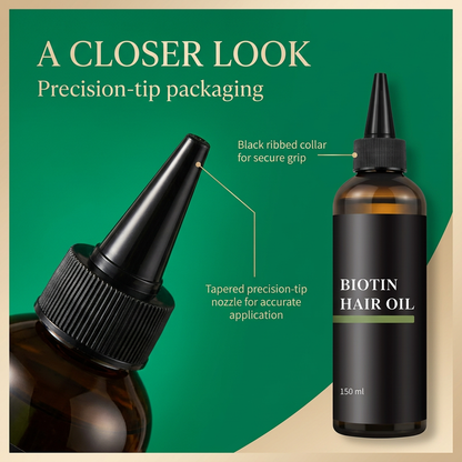 English packaging detail graphic showing the black ribbed collar and tapered nozzle