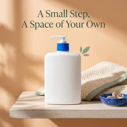 Body lotion in a sunlit personal care space