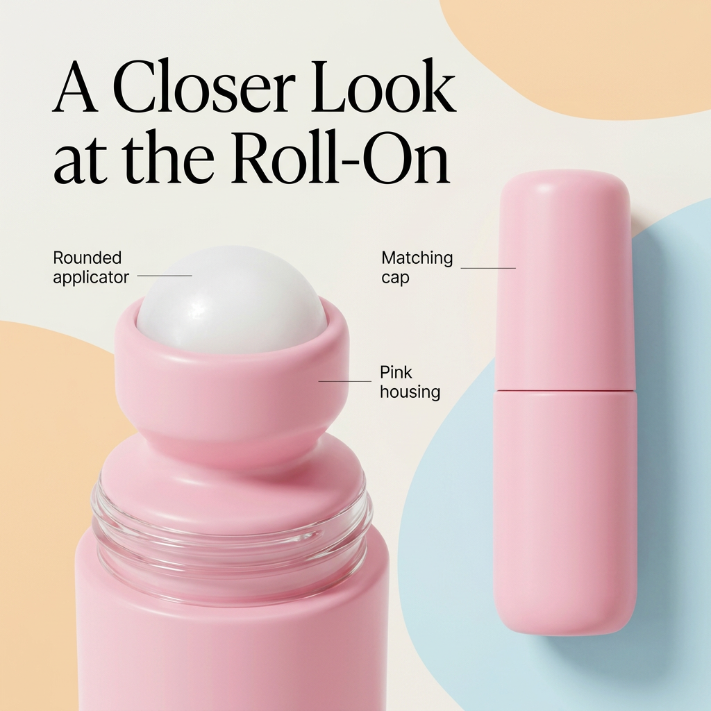 White roller and pink applicator housing close-up